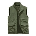 thumbnail image 1 of HOOMEUMY Mens Cargo Vest Workout Sleeveless Clothes Fashion 2025 Trendy Classic Solid Coat Standing Collar Jacket Pocket Design Casual Green XXXL, 1 of 2