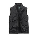 thumbnail image 1 of HOOMEUMY Mens Cargo Vest Sleeveless Clothes Fashion 2025 Trendy Classic Solid Coat Stand Collar Jacket Pockets Design Casual Workout Black XXL, 1 of 3