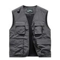thumbnail image 1 of HOOMEUMY Mens Cargo Vest Sleeveless Clothes Fashion 2025 Trendy Classic Solid Coat Standing Collar Jacket Pocket Design Casual Workout Gray XXXXL, 1 of 2
