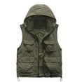 thumbnail image 1 of HOOMEUMY Mens Cargo Vest Workout Sleeveless Clothes Fashion 2025 Trendy Classic Solid Coat Stand Collar Jacket Quick Dry Design Casual Green XXXL, 1 of 8
