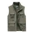 thumbnail image 1 of HOOMEUMY Mens Cargo Vest Workout Sleeveless Clothes Fashion 2025 Trendy Classic Solid Coat Standing Collar Jacket Pocket Design Casual Yellow XXXXXL, 1 of 2