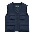 thumbnail image 1 of HOOMEUMY Mens Cargo Vest Workout Sleeveless Clothes Fashion 2025 Trendy Classic Solid Coat V-Neck Jacket Pocket Design Casual Blue XXL, 1 of 2