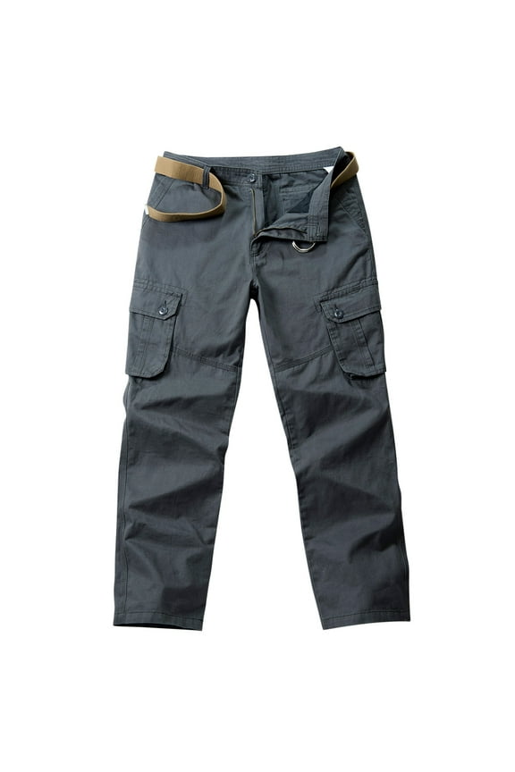 Mens Casual Cargo Pants Workout Joggers Ring Hole Expandable Waist Waistband Work Pants Baggy Pockets Hiking Pants Gray 8