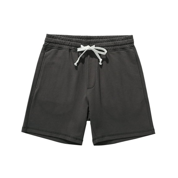 HOOMEUMY Mens Casual Shorts Solid Colour Soft Cotton Elastic Drawstring Basic Joggers Gym Sports Running Hiking Pocket Shorts Gray S