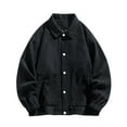 thumbnail image 1 of HOOMEUMY Mens Corduroy Jackets 2025 Trendy Classic Solid Coat Turndown Collar Jacket Loose Fit Design Casual Workout Drop Shoulder Clothes Fashion Black XXXXL, 1 of 7