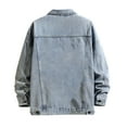 thumbnail image 1 of HOOMEUMY Mens Denim Jacket Drop Shoulder Clothes Fashion 2025 Trendy Classic Solid Coat Turndown Collar Jacket Pockets Design Casual Workout Blue XXXL, 1 of 6
