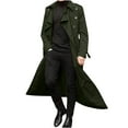 thumbnail image 1 of HOOMEUMY Mens Double Breasted Trench Coat Workout Long Sleeve Clothes Fashion 2025 Trendy Classic Solid Coat Turndown Collar Jacket Buttons Design Casual Army Green M, 1 of 5