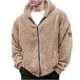 thumbnail image 1 of HOOMEUMY Mens Double-Faced Felvet Jacket Fashion 2025 Trendy Classic Solid Coat Crew Neck Jacket Stretch Design Casual Workout Drop Shoulder Clothes Khaki L, 1 of 5