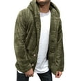 thumbnail image 1 of HOOMEUMY Mens Double-Faced Felvet Jacket Fashion 2025 Trendy Classic Solid Coat Front Open Jacket Buttons Design Casual Workout Long Sleeve Clothes Army Green XL, 1 of 8