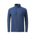 thumbnail image 1 of HOOMEUMY Mens Elastic Fabric Athletic Jacket Stand Collar Design Full-Zip Lightweight Running Jacket Casual Workout Raglan Sleeve Clothes Fashion 2025 Trendy Classic Solid Coat Blue M, 1 of 5