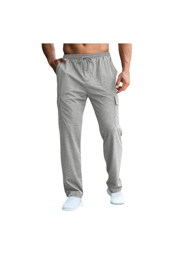 Mens Fashion Baggy Sweatpants Lightweight Workout Cargo Sweatpants Athletic Pants Open Bottom Joggers with Pockets Gray 4