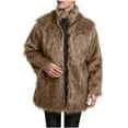 thumbnail image 1 of HOOMEUMY Mens Faux Fur Coat Deals 2024 Trendy Classic Solid Coat Stand Collar Jacket Loose Fit Design Casual Workout Long Sleeve Clothes Fashion Brown XXXL, 1 of 5