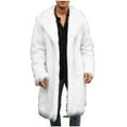 thumbnail image 1 of HOOMEUMY Mens Faux Fur Coat Workout Long Sleeve Clothes Fashion 2025 Trendy Classic Solid Coat Turndown Collar Jacket Padded Design Casual White M, 1 of 9