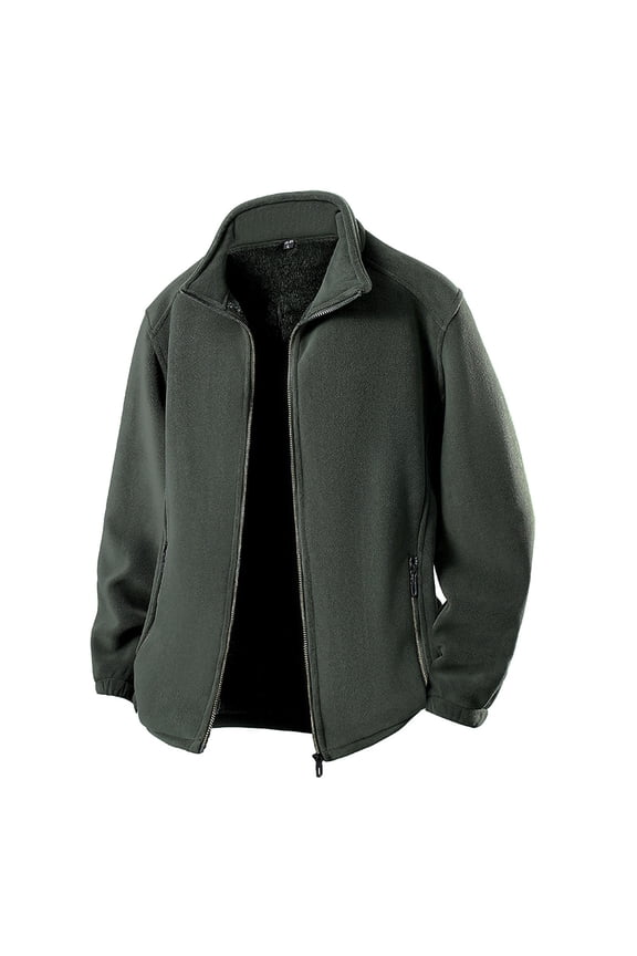 Mens Fleece Jacket Casual Soft Warm Lapel Full Zip Fleece Lining Coat With Pockets Outdoor Outerwear (Army Green,XXXXXXL)