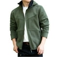 thumbnail image 1 of HOOMEUMY Mens Fleece Jacket Long Sleeve Clothes Fashion 2025 Trendy Classic Solid Coat Crew Neck Jacket Mountaineering Design Casual Workout Army Green M, 1 of 3