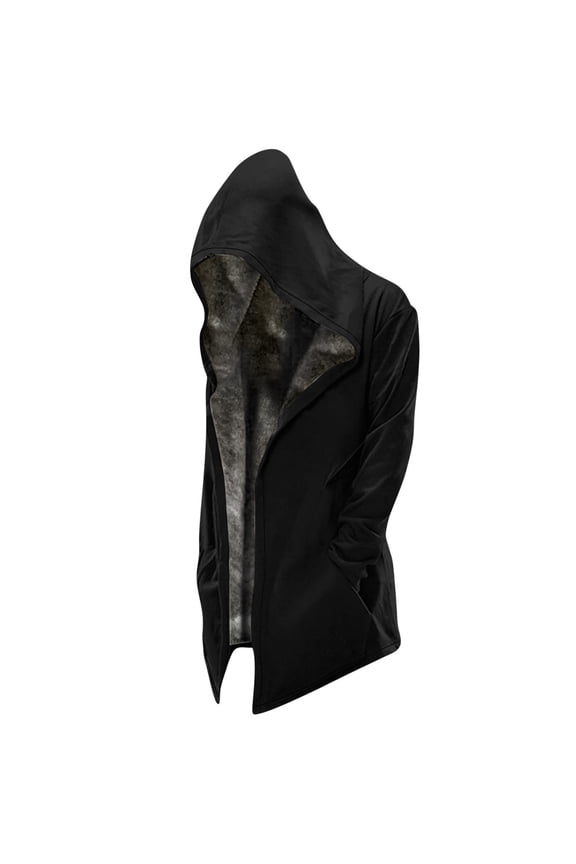 Mens Fleece Lined Coat Crew Neck Jacket Padded Design Casual Workout Long Sleeve Clothes Fashion 2025 Trendy Classic Solid Coat Black L