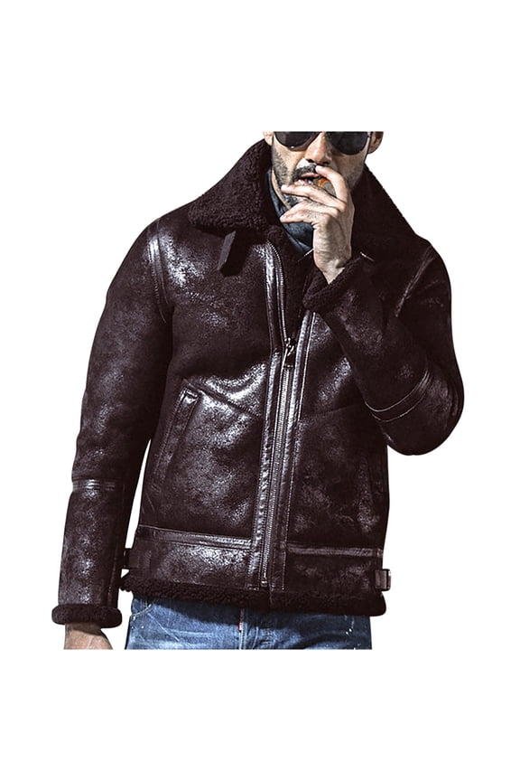 Mens Fleece Lined Cotton Jacket Padded Design Casual Workout Long Sleeve Clothes Fashion 2025 Trendy Classic Solid Coat Turndown Collar Jacket Coffee L