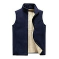 thumbnail image 1 of HOOMEUMY Mens Fleece Lined Vest Sleeveless Clothes Fashion 2025 Trendy Classic Solid Coat Stand Collar Jacket Zipper Design Casual Workout Blue XXXXXXXL, 1 of 3