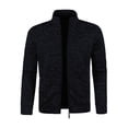 thumbnail image 1 of HOOMEUMY Mens Full Zip Up Jacket Long Sleeve Lapel Sweatshirt Casual Loose Cardigan Sweater Winter Coats with Pocket (Black,XXXL）, 1 of 4