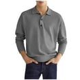 thumbnail image 1 of HOOMEUMY Mens Golf Shirts Deals Turndown Collar Tops Loose Fit Blouse Casual Basic Long Sleeve Shirts Fashion 2024 Trendy Classic Solid Design Gray L, 1 of 8