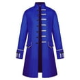 thumbnail image 1 of HOOMEUMY Mens Gothic Coat Fashion 2025 Trendy Classic Solid Coat Stand Collar Jacket Steampunk Design Casual Workout Long Sleeve Clothes Blue XXL, 1 of 4
