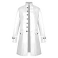 thumbnail image 1 of HOOMEUMY Mens Gothic Coat Deals Workout Long Sleeve Clothes Fashion 2024 Trendy Classic Solid Coat Stand Collar Jacket Steampunk Design Casual White L, 1 of 4