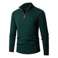 thumbnail image 1 of HOOMEUMY Mens Half-Zip Sweaters 2025 Trendy Classic Solid Design Stand Collar Tops Stretch Blouse Casual Basic Long Sleeve Shirts Fashion Green XL, 1 of 5
