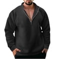 thumbnail image 1 of HOOMEUMY Mens Half Zip Sweatshirts Casual Basic Drop Shoulder Shirts Fashion 2025 Trendy Classic Solid Blouse Stand Collar Tops Loose Fit Design Black M, 1 of 6