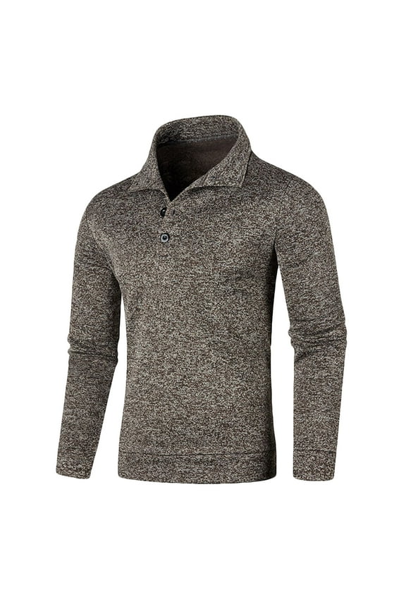 Mens Henley Pullover Sweatshirt Classic Solid Coat Stand Collar Jacket Thin Velvet Design Casual Workout Long Sleeve Clothes Fashion 2025 Trendy Coffee M