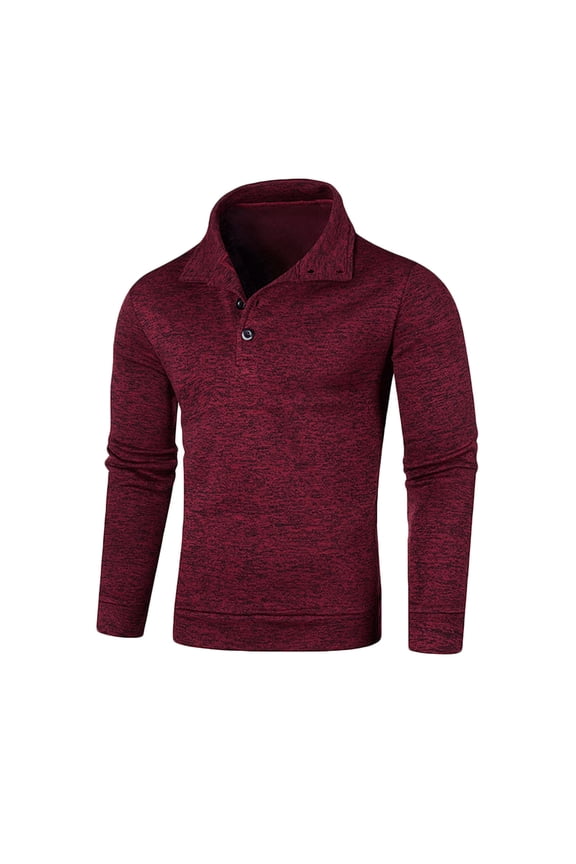 Mens Henley Pullover Sweatshirt Stand Collar Jacket Thin Velvet Design Casual Workout Long Sleeve Clothes Fashion 2025 Trendy Classic Solid Coat Wine L
