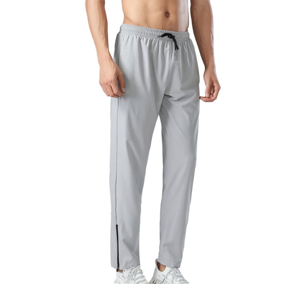 HOOMEUMY Mens Hiking Pants 2025 Trendy Light Trousers Workout Pants Straight Design Versatile Basic Quick Dry Style Fashion Gray XXL