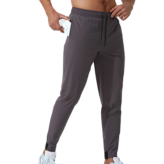 HOOMEUMY Mens Hiking Pants Basic Quick Dry Style Fashion 2025 Trendy Light Trousers Workout Pants Straight Design Versatile Gray M
