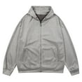 thumbnail image 1 of HOOMEUMY Mens Hooded Athletic Jacket Deals Workout Drop Shoulder Clothes Fashion 2024 Trendy Classic Solid Coat Crew Neck Design Oversized Zip Up Zipper Pockets Jacket Casual Gray L, 1 of 3