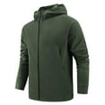 thumbnail image 1 of HOOMEUMY Mens Hooded Athletic Jacket Workout Drop Shoulder Clothes Fashion 2025 Trendy Classic Solid Coat Stand Collar Design Full Zip Up Lightweight Running Sports Jacket Casual Green XL, 1 of 4