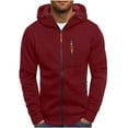 thumbnail image 1 of HOOMEUMY Mens Hooded Athletic Jackets Workout Long Sleeve Clothes Fashion 2025 Trendy Classic Solid Coat Stand Collar Jacket Breathable Design Casual Red XXL, 1 of 8