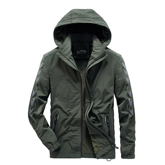 HOOMEUMY Mens Hooded Athletic Jackets Workout Long Sleeve Clothes Fashion 2025 Trendy Classic Solid Coat Stand Collar Jacket Slim Fit Design Casual Green XL