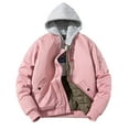 thumbnail image 1 of HOOMEUMY Mens Hooded Bomber Jacket Crew Neck Jacket Loose Fit Design Casual Workout Long Sleeve Clothes Fashion 2025 Trendy Classic Solid Coat Pink M, 1 of 6