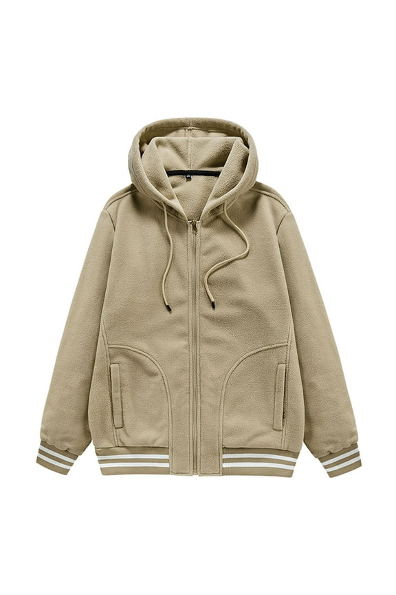 Mens Hooded Fleece Jacket 2025 Trendy Classic Solid Coat Crew Neck Jacket Padded Design Casual Workout Long Sleeve Clothes Fashion Yellow M