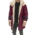 thumbnail image 1 of HOOMEUMY Mens Hooded Fleece Lined Coat Workout Long Sleeve Clothes Fashion 2025 Trendy Classic Solid Coat Stand Collar Jacket Padded Design Casual Red XXXXXL, 1 of 7