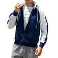 thumbnail image 1 of HOOMEUMY Mens Hooded Padded Jacket Colorblocked Coat Stand Collar Jacket Loose Fit Design Casual Workout Raglan Sleeve Clothes Fashion 2025 Trendy Blue XL, 1 of 7