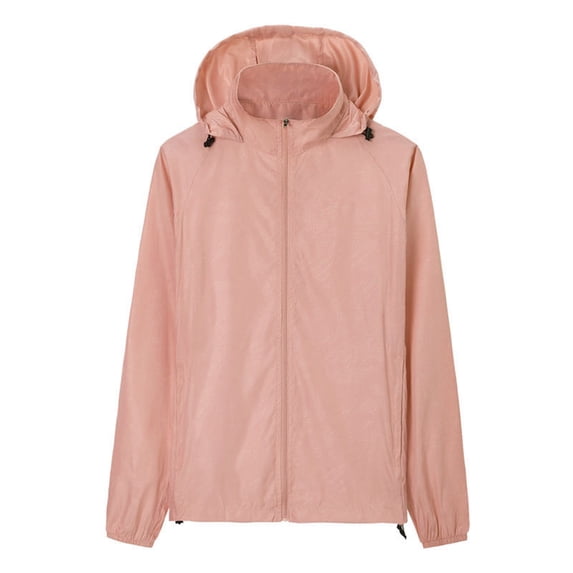 HOOMEUMY Mens Hoodie Athletic Jacket Classic Solid Coat Stand Collar Jacket Sun Protection Design Casual Workout Raglan Sleeve Clothes Fashion Trendy Pink XL