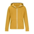 thumbnail image 1 of HOOMEUMY Mens Hoodie Athletic Jacket Deals Front Open Jacket Zipper Design Casual Workout Drop Shoulder Clothes Fashion 2024 Trendy Classic Solid Coat Yellow M, 1 of 5