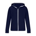 thumbnail image 1 of HOOMEUMY Mens Hoodie Athletic Jacket Front Open Jacket Zipper Design Casual Workout Drop Shoulder Clothes Fashion 2025 Trendy Classic Solid Coat Dark Blue XXXL, 1 of 5
