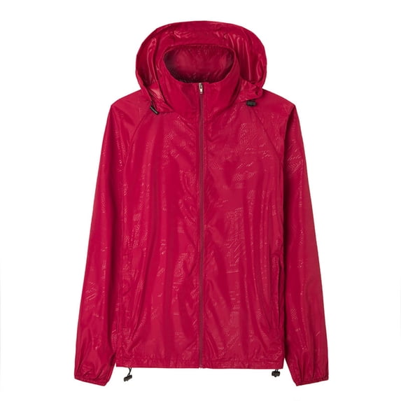 HOOMEUMY Mens Hoodie Athletic Jackets Breathable Design Casual Workout Long Sleeve Clothes Fashion 2025 Trendy Classic Solid Coat Crew Neck Jacket Red XXXL