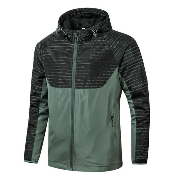 HOOMEUMY Mens Hoodie Interchange Jackets Workout Raglan Sleeve Clothes Fashion 2025 Trendy Colorblocked Coat Stand Collar Jacket Loose Fit Design Casual Green XXXXL