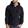 thumbnail image 1 of HOOMEUMY Mens Hoodies Zippered Fleece Lined Hooded Fashion Sweatshirts Fall Long Sleeve Tops Half Zip-Up Winter Hoodies Solid Color Pullover with Pocket (Black,XXXL), 1 of 7