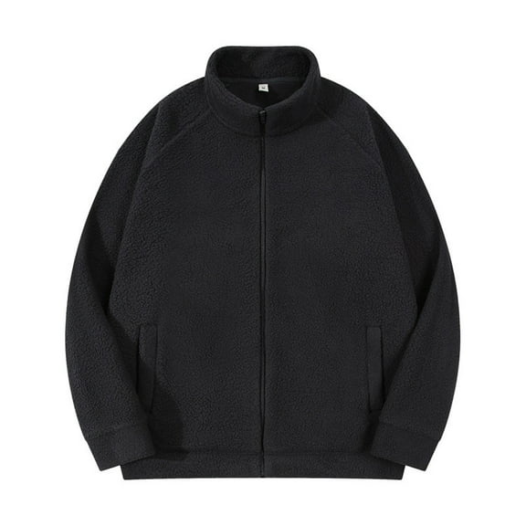 HOOMEUMY Mens Hoodless Fleece Jacket Workout Raglan Sleeve Clothes Fashion 2025 Trendy Classic Solid Coat Stand Collar Jacket Fitness Design Casual Gray XXL