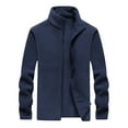 thumbnail image 1 of HOOMEUMY Mens Hoodless Fleece Jacket Fashion 2025 Trendy Classic Solid Coat Stand Collar Jacket Lightweight Design Casual Workout Long Sleeve Clothes Blue XXL, 1 of 6
