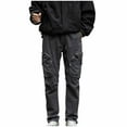 thumbnail image 1 of HOOMEUMY Mens Joggers Casual Cargo Pants Elastic Waist Drawstring Trousers Solid Color Tapered Lounge Pants with Multi Pocket Gray 8, 1 of 7