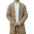 thumbnail image 1 of HOOMEUMY Mens Knitted Cardigan Sweaters Turndown Collar Jacket Loose Fit Design Casual Workout Long Sleeve Clothes Fashion 2025 Trendy Classic Solid Coat Khaki M, 1 of 4